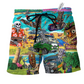Tiki Summer Skull Beach Shorts For Island Getaways And Relaxed Casual Wear
