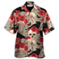 Floral Skull Rose Raven Gothic Hawaiian Shirt Pattern View For Relaxed Warm Weather Outfits