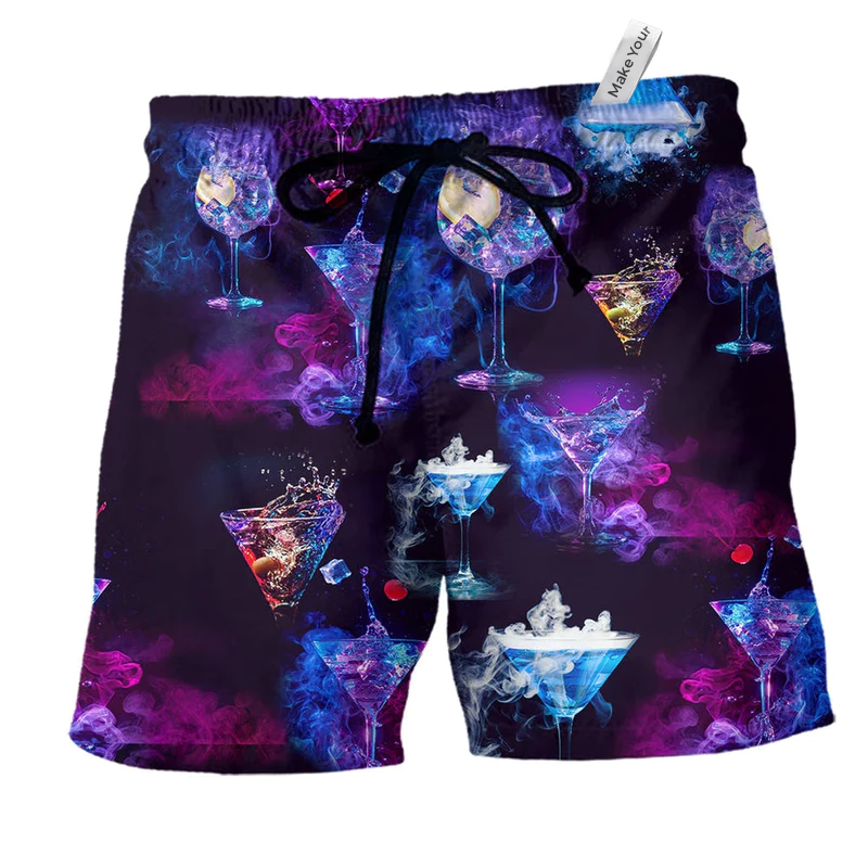 Moon Purple Cocktail Beach Shorts For Oceanfront Escapes And Relaxed Casual Wear