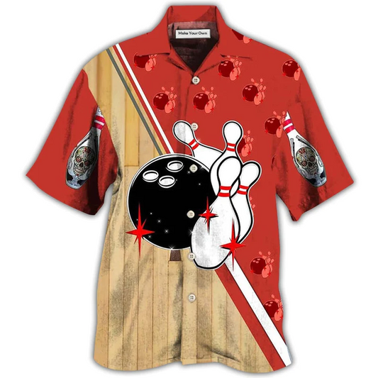 Skull Bowling Awesome Ball Hawaiian Shirt Design View For Casual Summer Styling