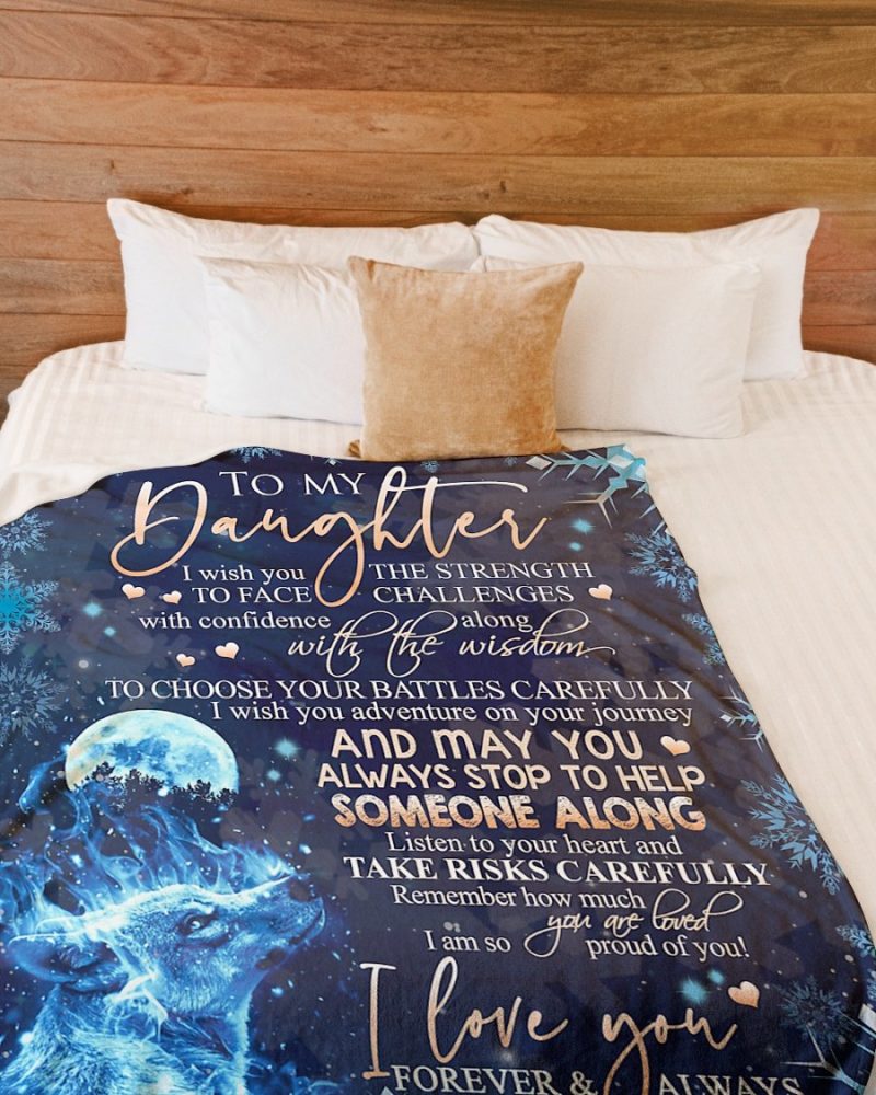 Wolf To My Daughter Flannel Blanket For Cozy Bedroom Sofa Decor