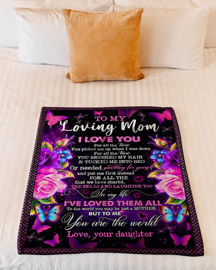 Family To My Mom You Will Always Be My Loving Mom Butterfly Rose Flannel Blanket For Cozy Bedroom Sofa Decor