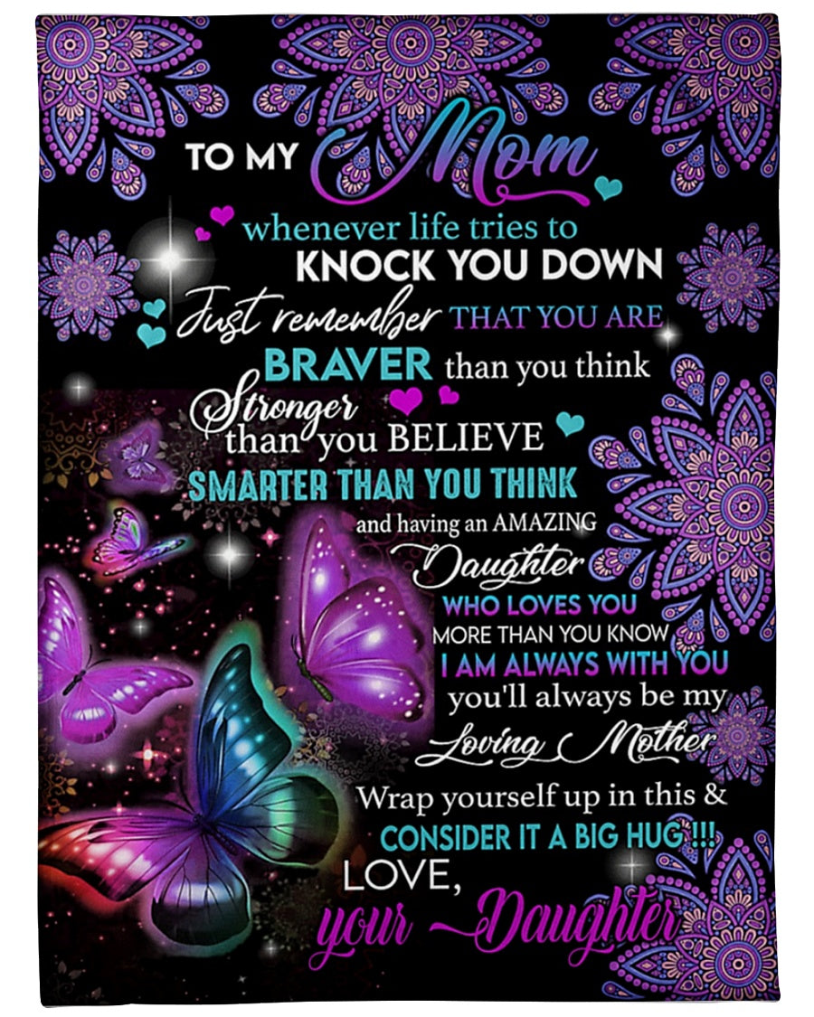 Butterfly You Will Always Be My Loving Mother Flannel Blanket For Cozy Bedroom Sofa Decor