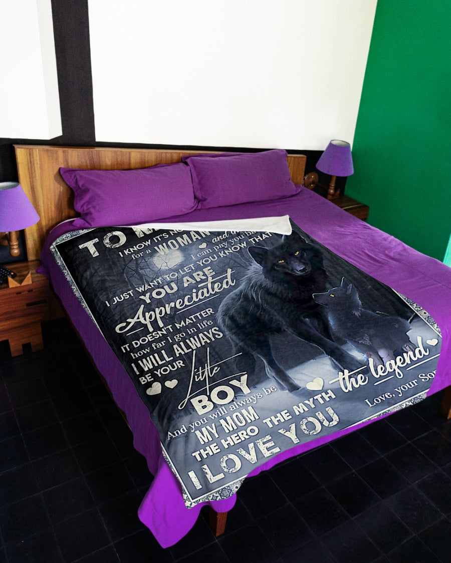 Wolf To My Mom Wolf You Are Appreciated Flannel Blanket For Cozy Bedroom Sofa Decor