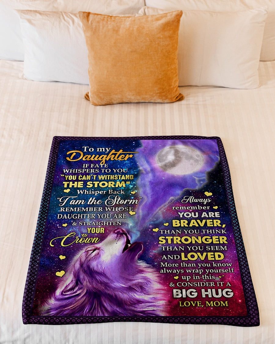 Wolf Consider Big Hug Daughter Gift Flannel Blanket For Cozy Bedroom Sofa Decor