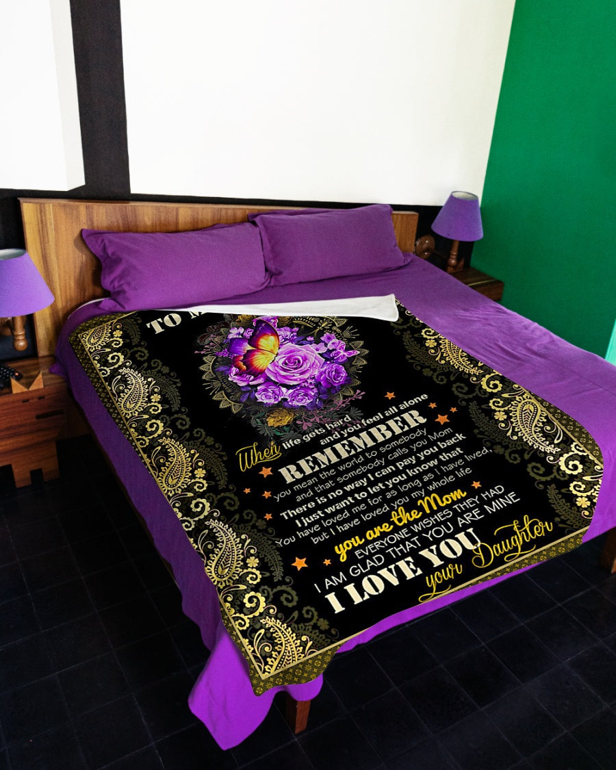 Rose To My Mom Rose Butterfly When Life Flannel Blanket For Cozy Bedroom Sofa Decor