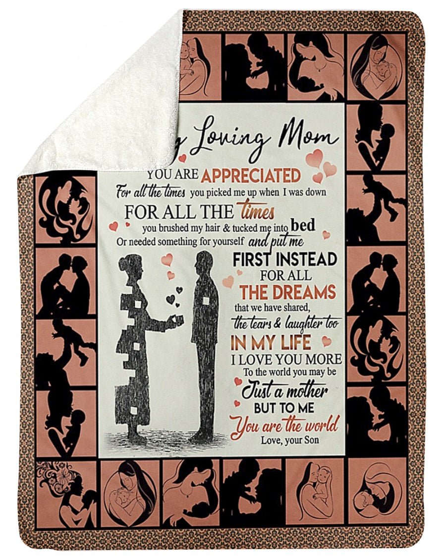 Family Loving Mom Flannel Blanket For Cozy Bedroom Sofa Decor