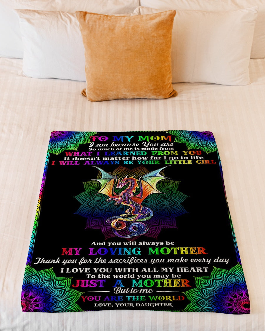 Dragon Love To My Mom Dragon Thank You Flannel Blanket For Cozy Bedroom Sofa Decor