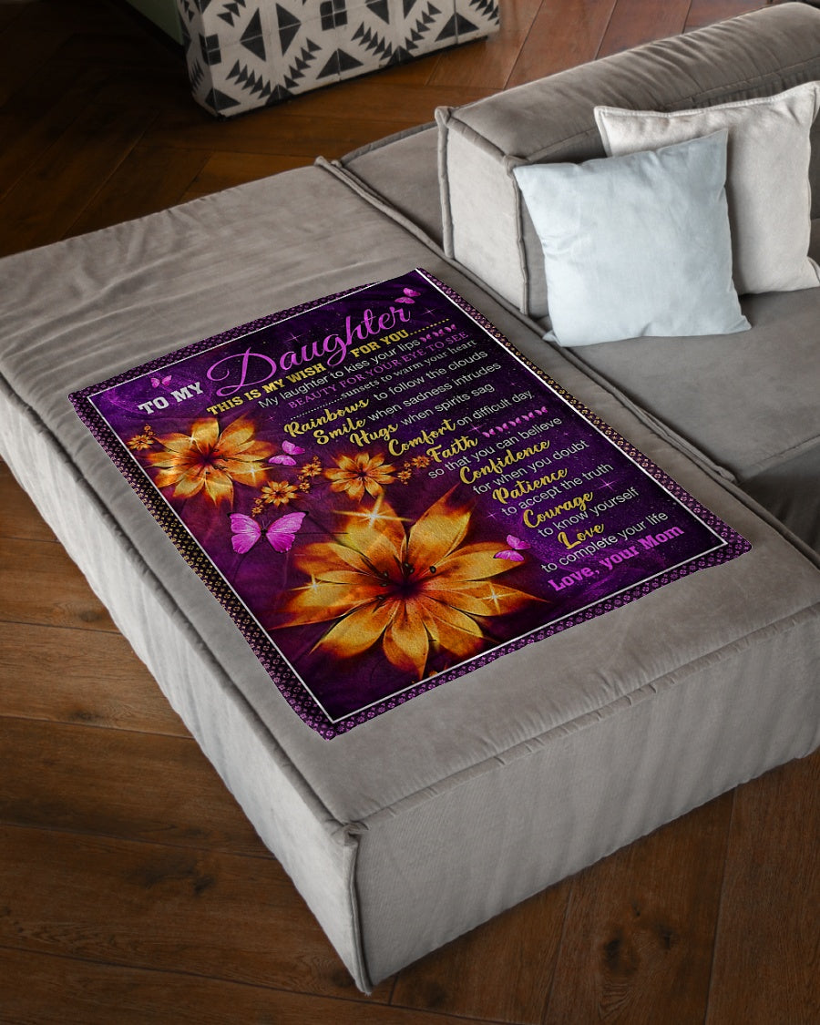 Flower My Wish For You Mom To Daughter Flannel Blanket For Cozy Bedroom Sofa Decor