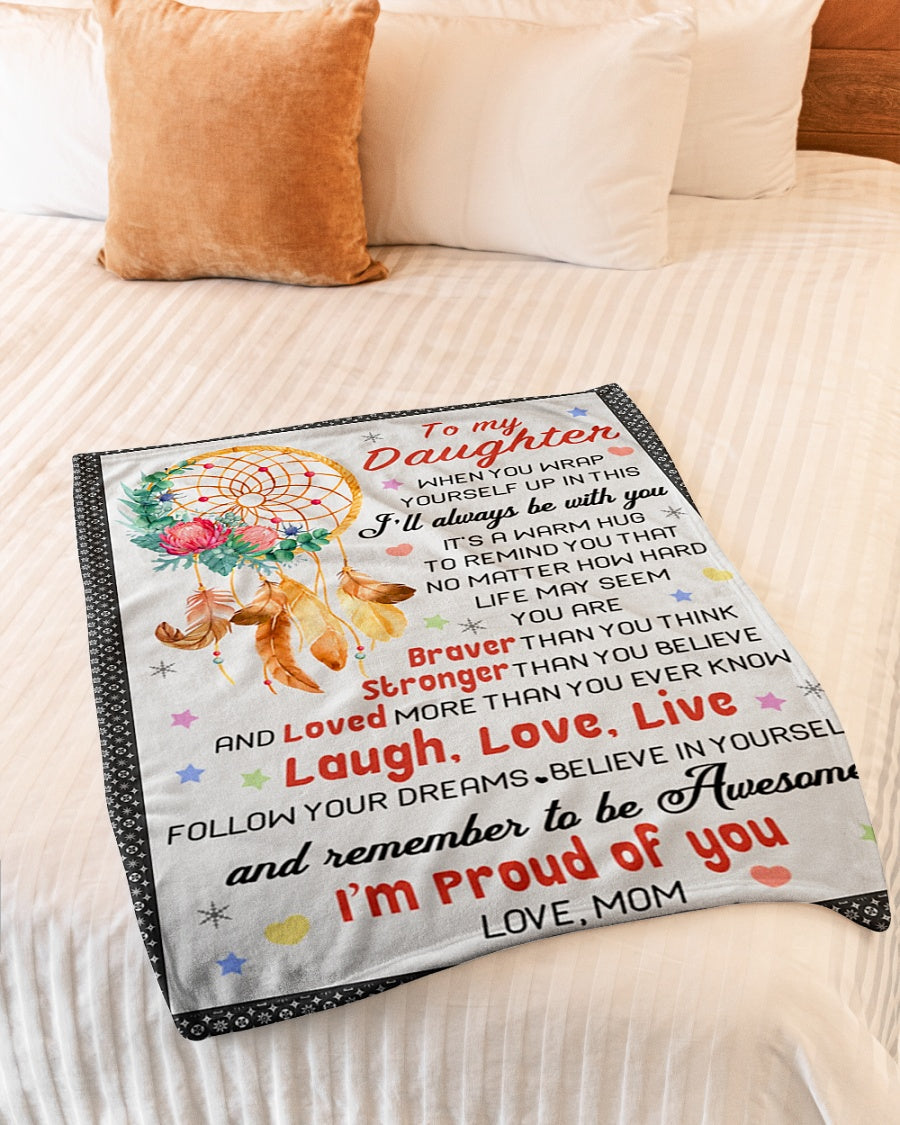 Family Love I'm Proud Of You Daughter Gift Flannel Blanket For Cozy Bedroom Sofa Decor