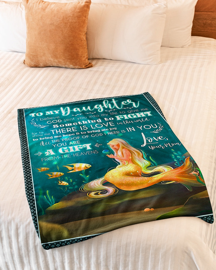 Mermaid God Sent You Into My Life Mom To Daughter Flannel Blanket For Cozy Bedroom Sofa Decor