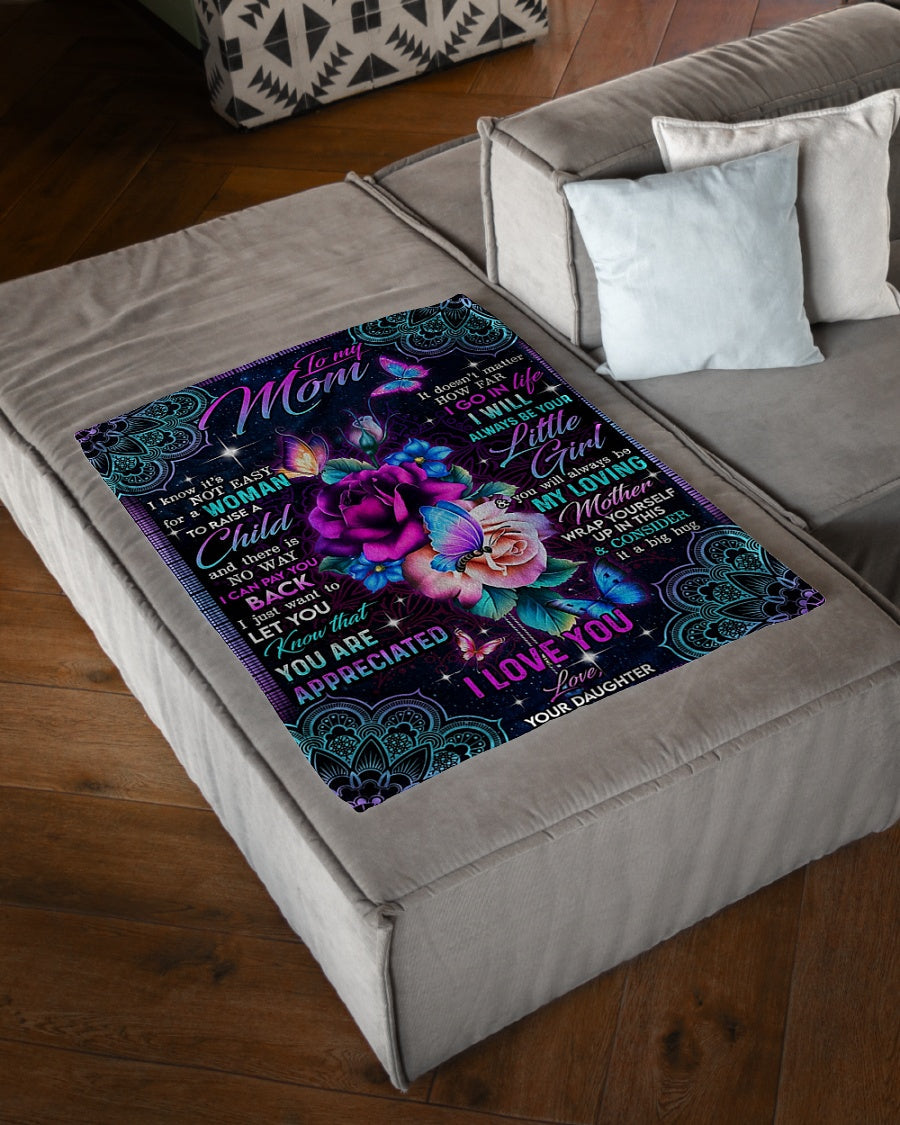 Rose You Will Always Be My Loving Mother Big Hug Flannel Blanket For Cozy Bedroom Sofa Decor