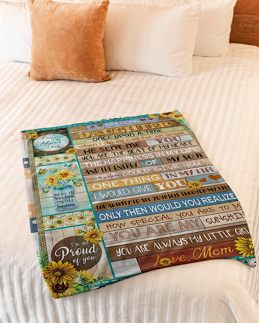 Sunflower You Are My Sunshine Daughter Gift Flannel Blanket For Cozy Bedroom Sofa Decor