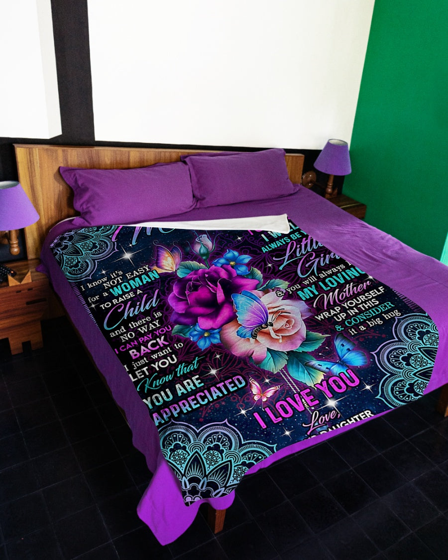 Rose You Will Always Be My Loving Mother Big Hug Flannel Blanket For Cozy Bedroom Sofa Decor