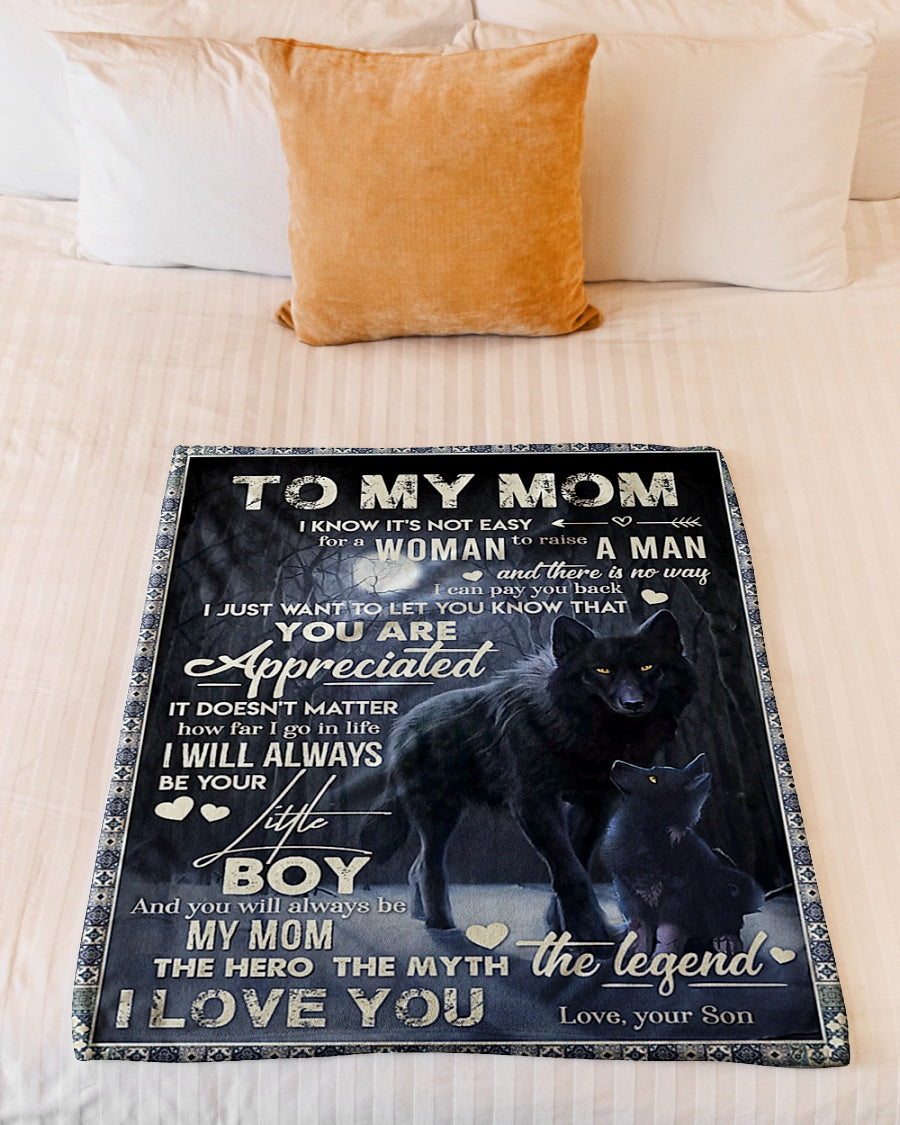 Wolf To My Mom Wolf You Are Appreciated Flannel Blanket For Cozy Bedroom Sofa Decor