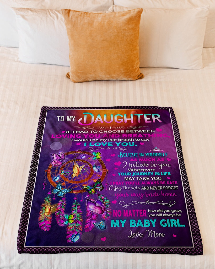 Butterfly My Baby Girl Daughter Gift Flannel Blanket For Cozy Bedroom Sofa Decor