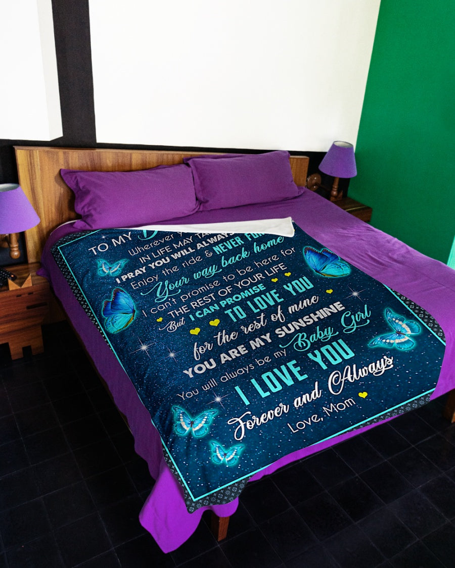 Butterfly Wherever Your Journey In Life Mom To Daughter Flannel Blanket For Cozy Bedroom Sofa Decor