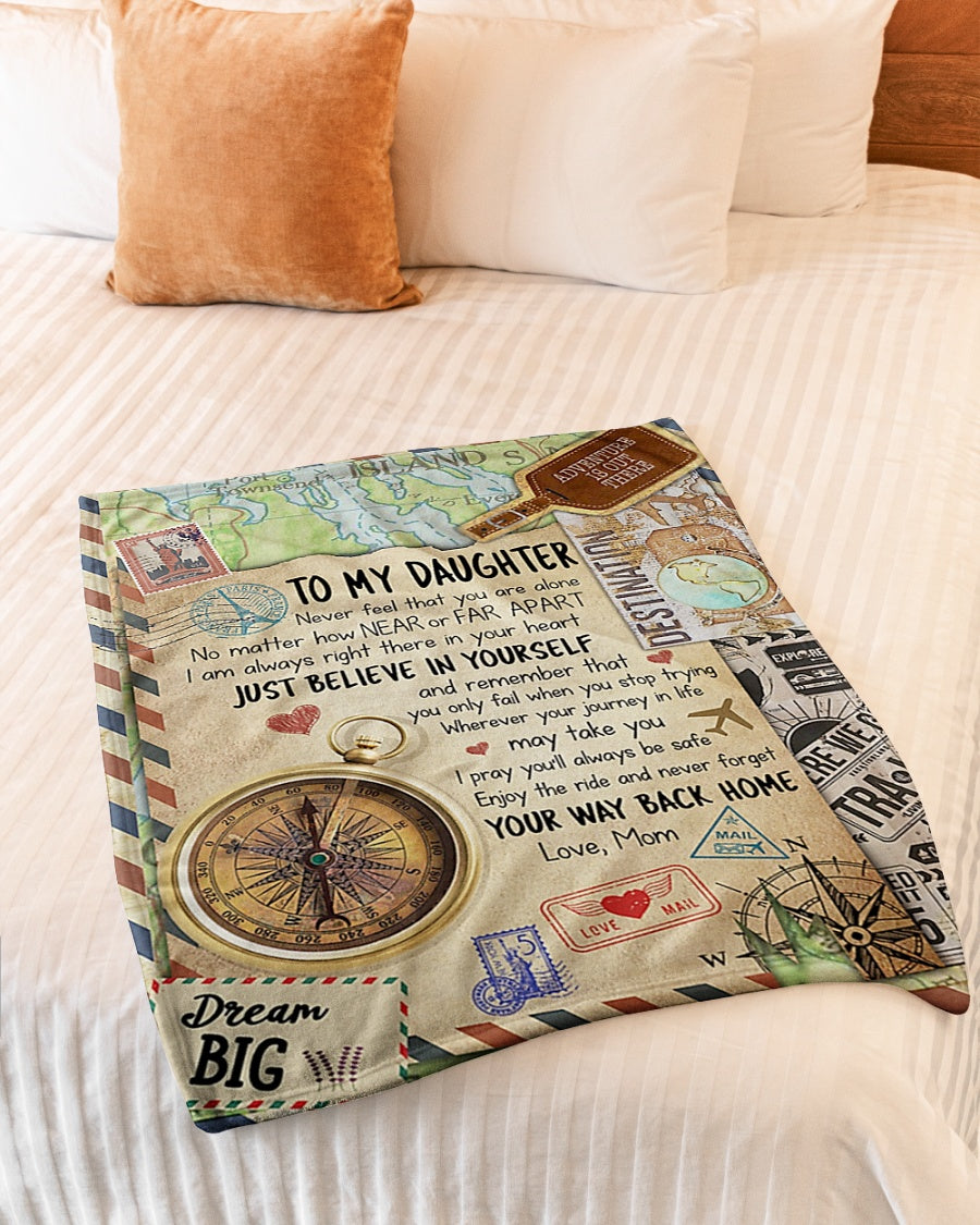 Family Love Believe In Yourself Daughter Gift Flannel Blanket For Cozy Bedroom Sofa Decor