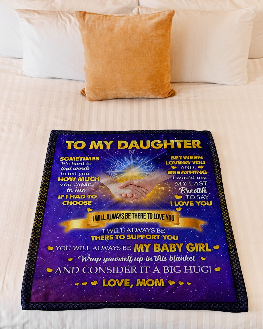 Family Big Hug Daughter Gift Flannel Blanket For Cozy Bedroom Sofa Decor