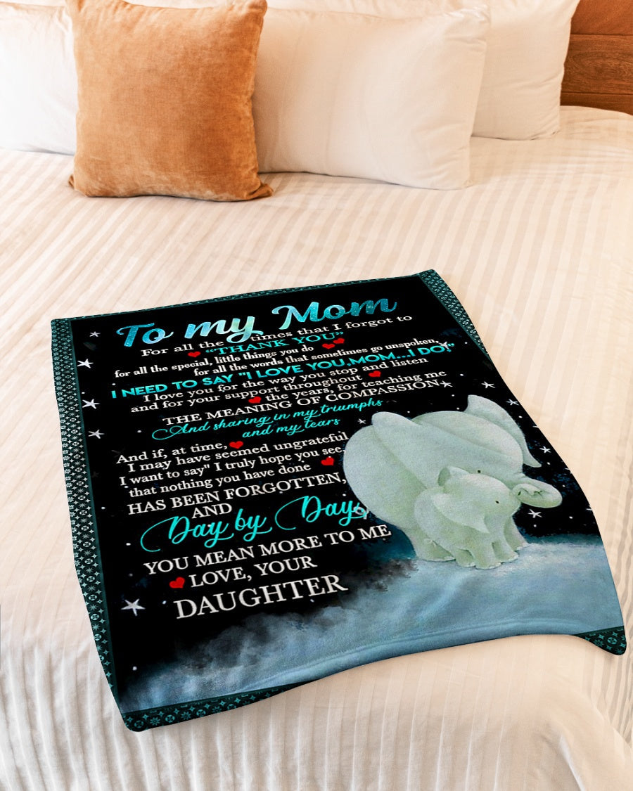 Elephant To My Mom You Are The World To Me Flannel Blanket For Cozy Bedroom Sofa Decor