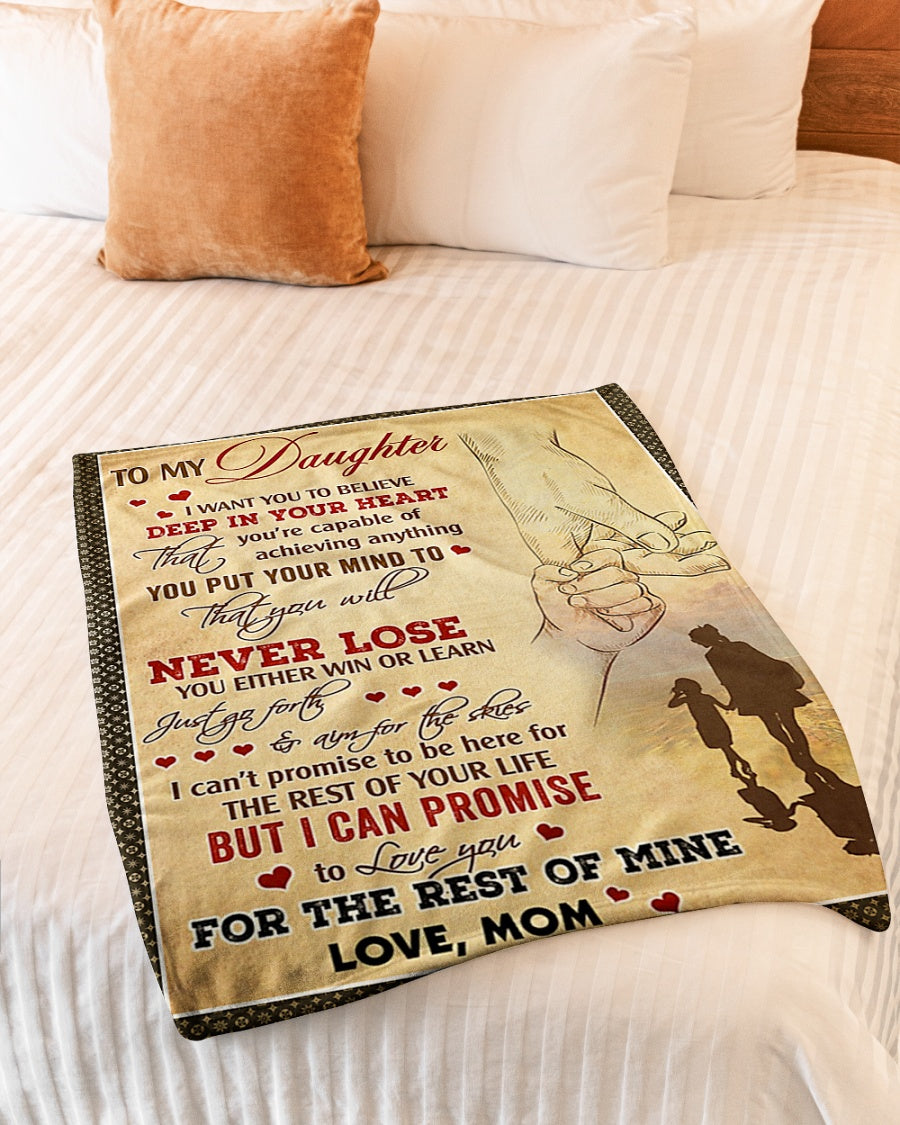 Family Deep In Your Heart Daughter Gift Flannel Blanket For Cozy Bedroom Sofa Decor