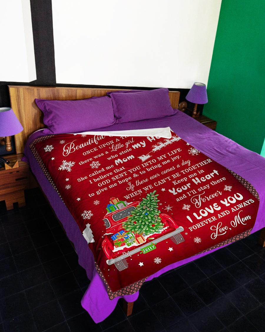 Christmas I Love You Daughter Gift Flannel Blanket For Cozy Bedroom Sofa Decor