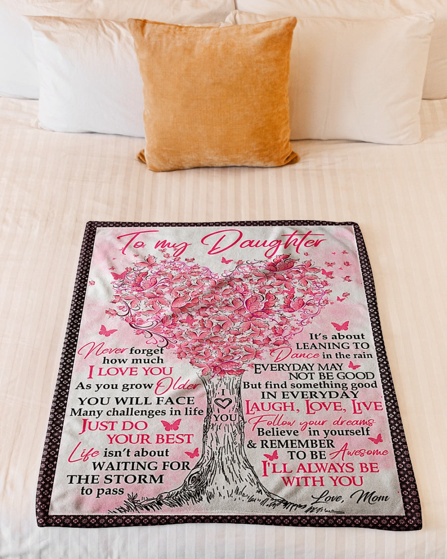 Family Love Follow Your Dreams Daughter Gift Flannel Blanket For Cozy Bedroom Sofa Decor