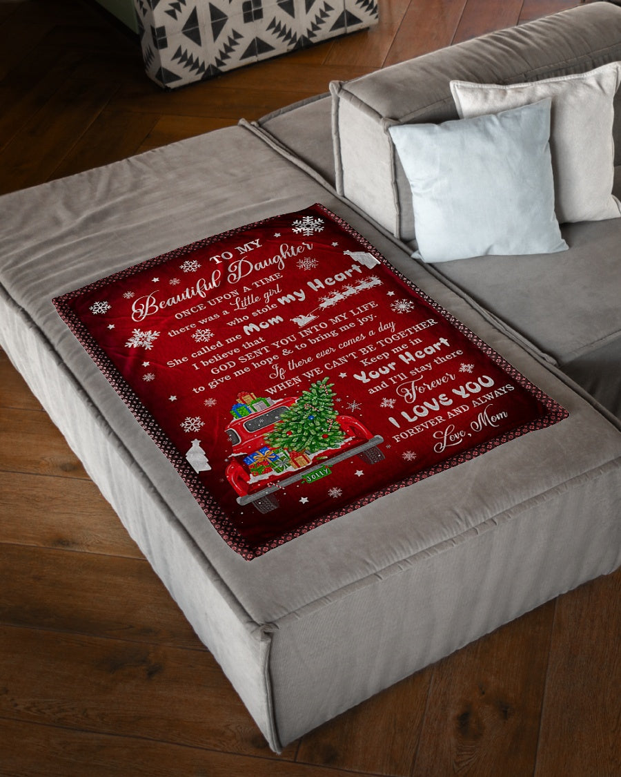Christmas I Love You Daughter Gift Flannel Blanket For Cozy Bedroom Sofa Decor