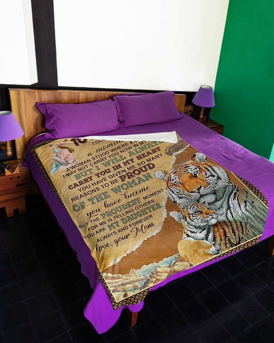 Tiger I Will Always Carry You Daughter Gift Flannel Blanket For Cozy Bedroom Sofa Decor