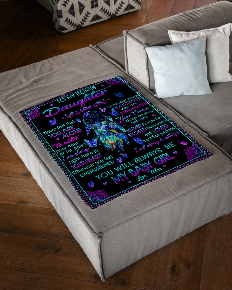 Family Never Feel That You Are Alone To Bonus Daughter Flannel Blanket For Cozy Bedroom Sofa Decor