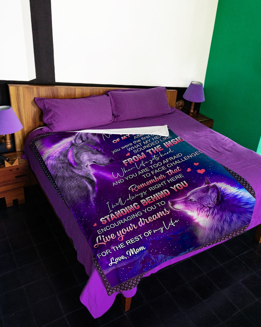 Wolf Live Your Dreams Daughter Gift Flannel Blanket For Cozy Bedroom Sofa Decor