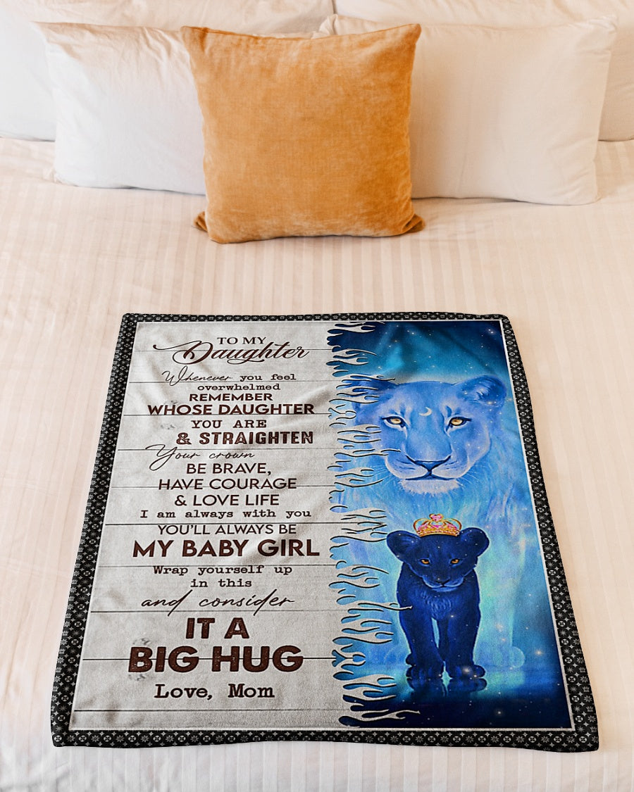 Lion Consider Big Hug Mom To Daughter Flannel Blanket For Cozy Bedroom Sofa Decor