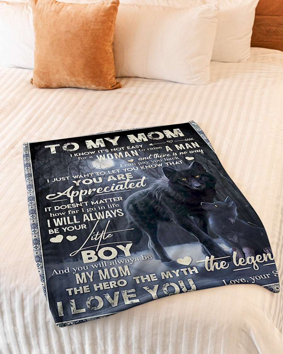 Wolf To My Mom Wolf You Are Appreciated Flannel Blanket For Cozy Bedroom Sofa Decor