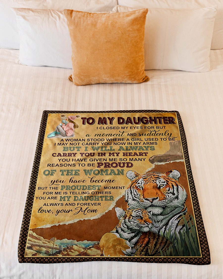 Tiger I Will Always Carry You Daughter Gift Flannel Blanket For Cozy Bedroom Sofa Decor