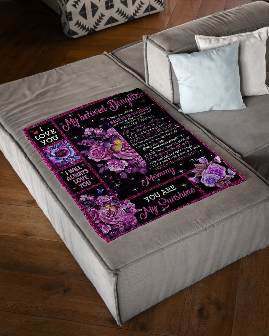Rose Your Way Back Home Daughter Gift Flannel Blanket For Cozy Bedroom Sofa Decor