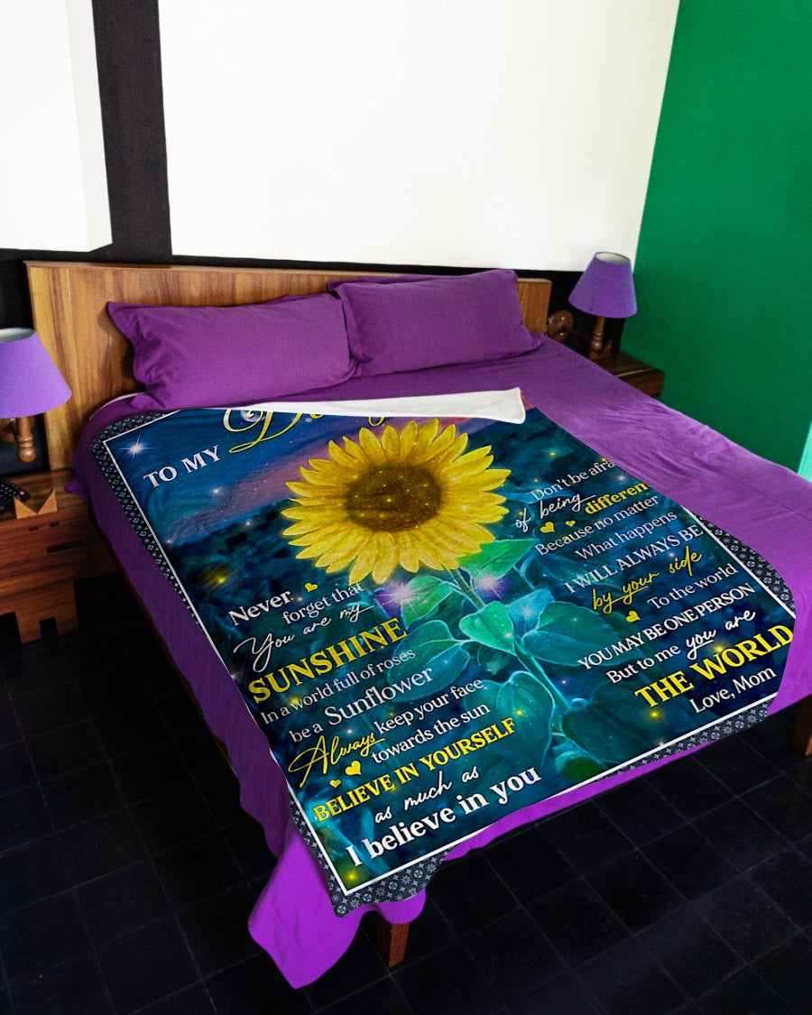 Sunflower Never Forget That You're My Sunshine Mom To Daughter Flannel Blanket For Cozy Bedroom Sofa Decor