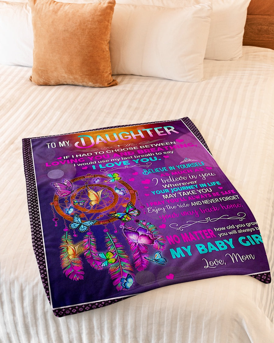 Butterfly My Baby Girl Daughter Gift Flannel Blanket For Cozy Bedroom Sofa Decor