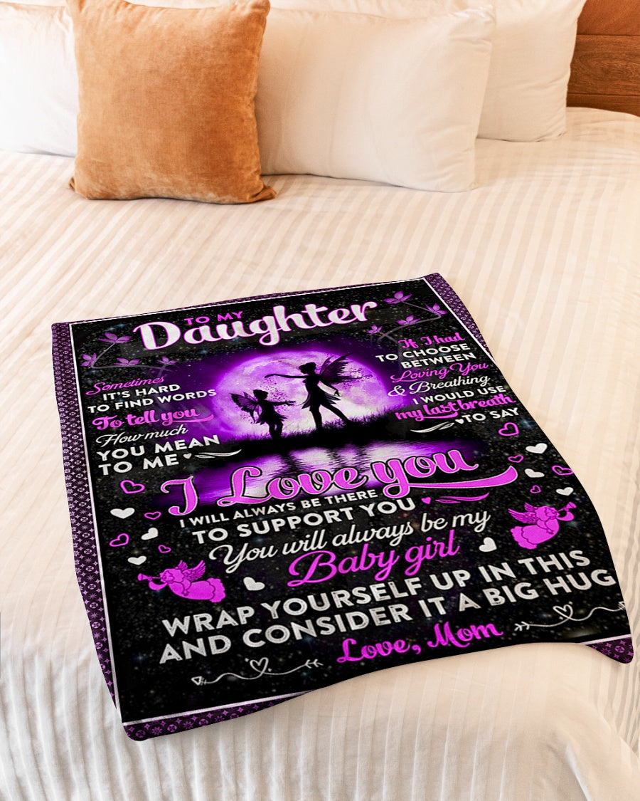 Family Sometimes It's Hard To Find Words Mom To Daughter Flannel Blanket For Cozy Bedroom Sofa Decor