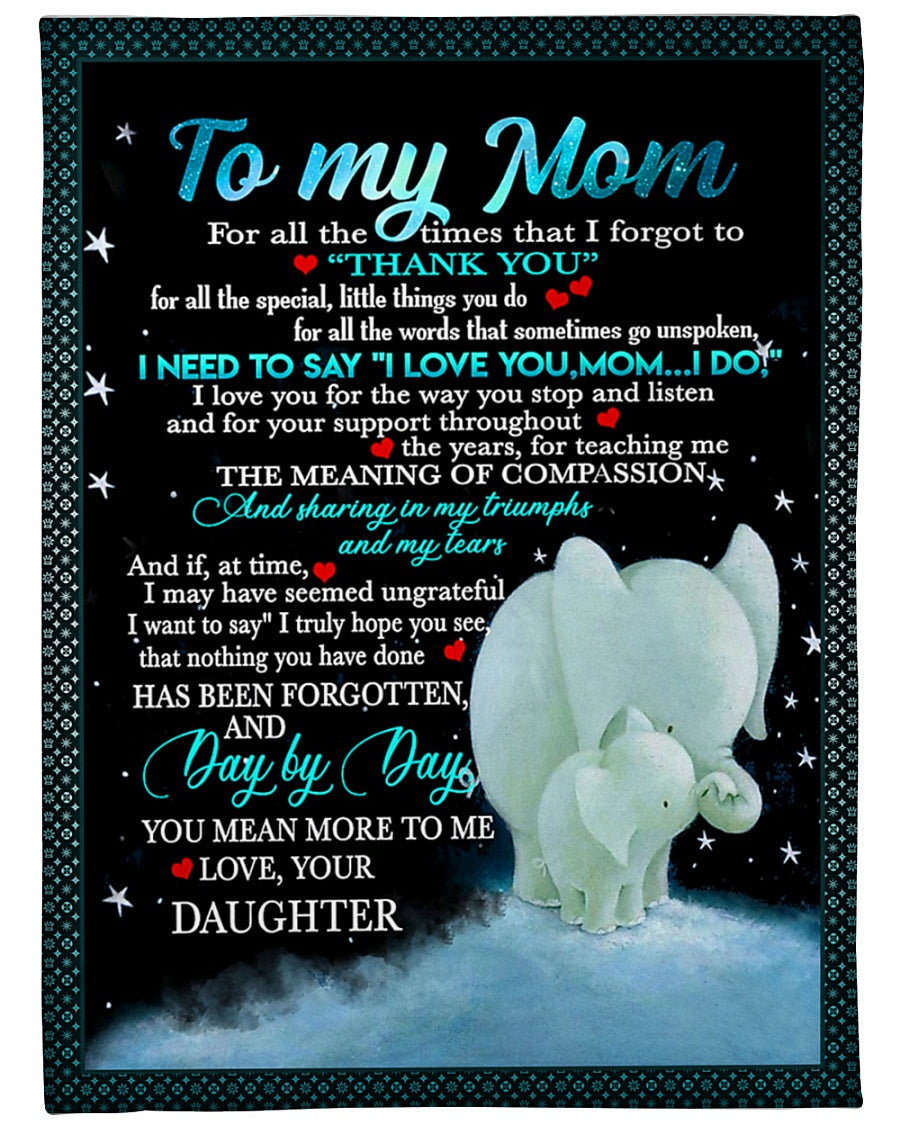 Elephant To My Mom You Are The World To Me Flannel Blanket For Cozy Bedroom Sofa Decor