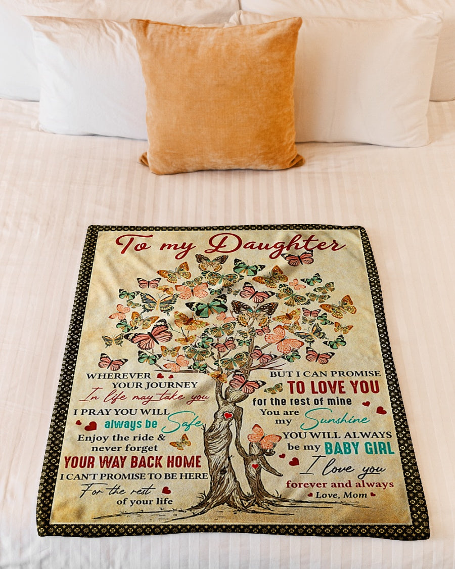 Butterfly Wherever Your Journey In Life Mom To Daughter Flannel Blanket For Cozy Bedroom Sofa Decor