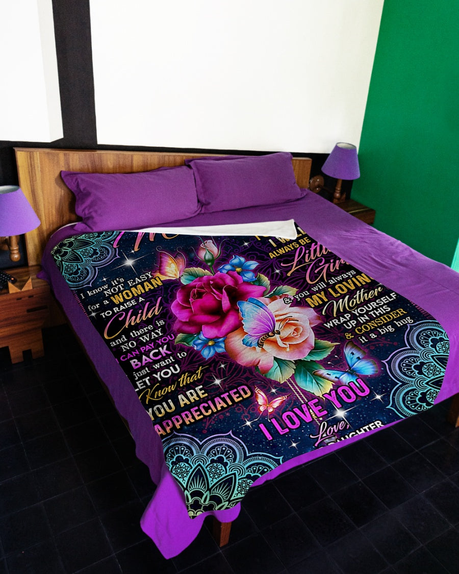 Rose I Love You With All My Heart My Loving Mother Flannel Blanket For Cozy Bedroom Sofa Decor