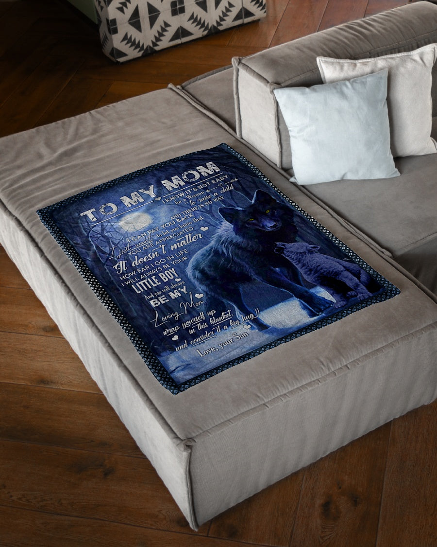 Wolf To My Mom Little Boy Flannel Blanket For Cozy Bedroom Sofa Decor