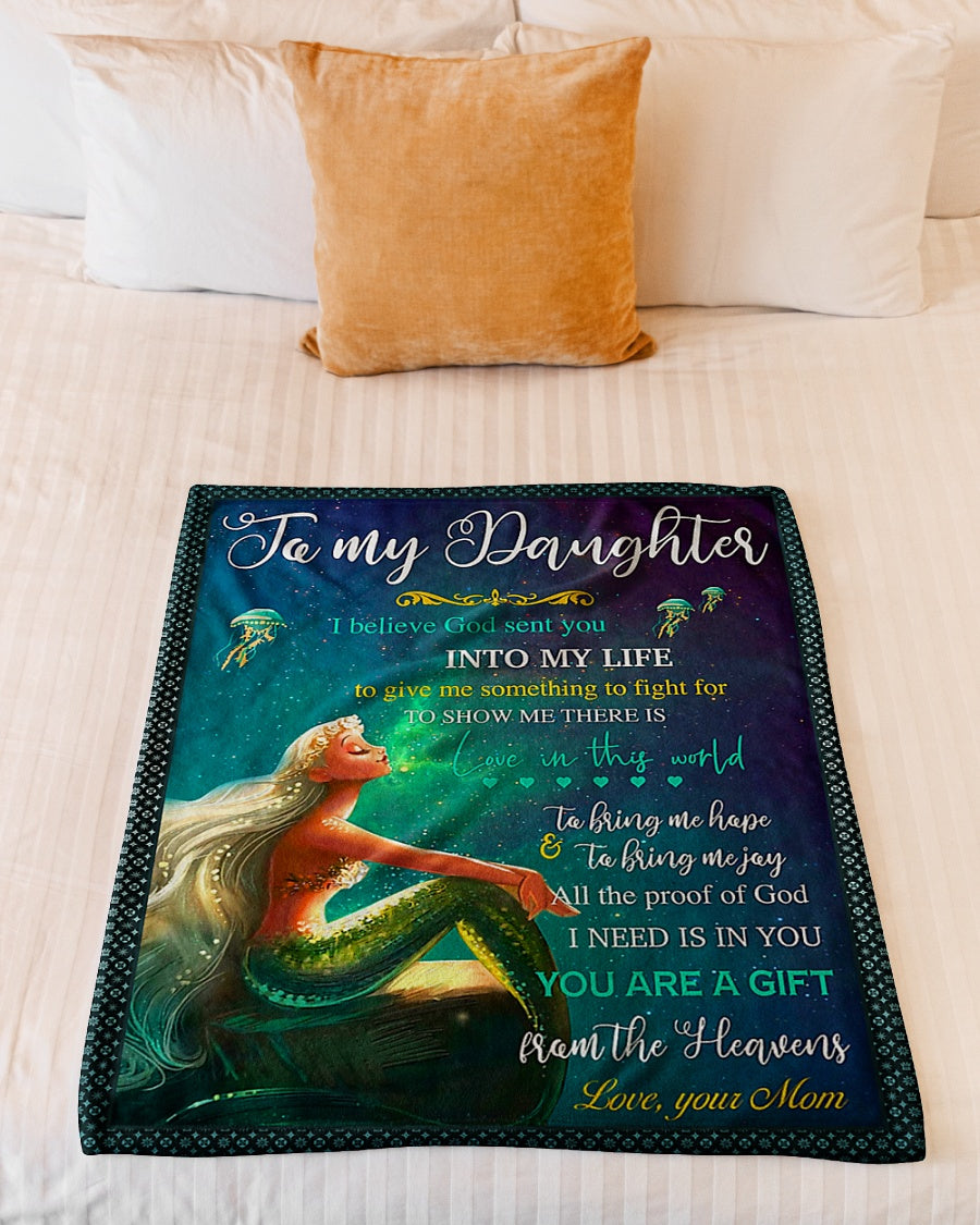 Mermaid You Are The Gift From The Heavens Mom To Daughter Lover Flannel Blanket For Cozy Bedroom Sofa Decor