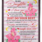 Flamingo Just Do Your Best Daughter Gift Flannel Blanket For Cozy Bedroom Sofa Decor