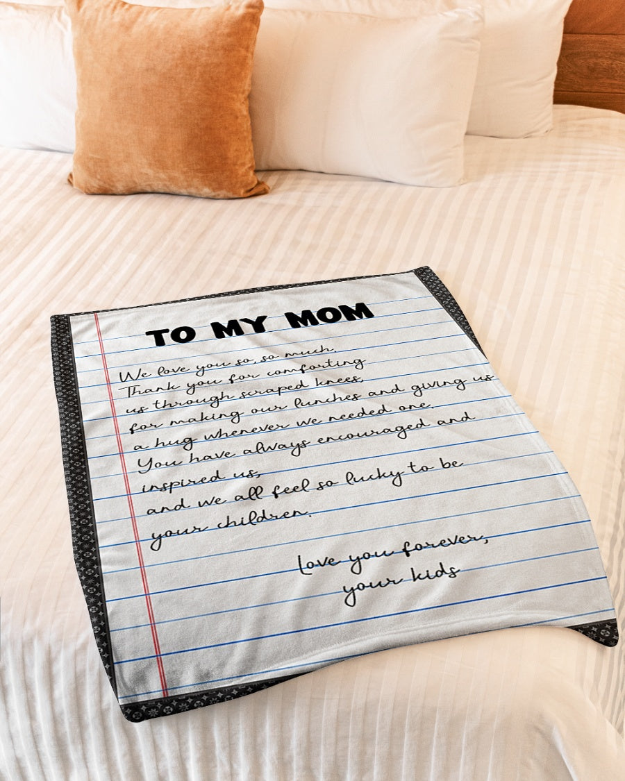 Dear Mom Letter Flannel Blanket For Cozy Bedroom Sofa Decor