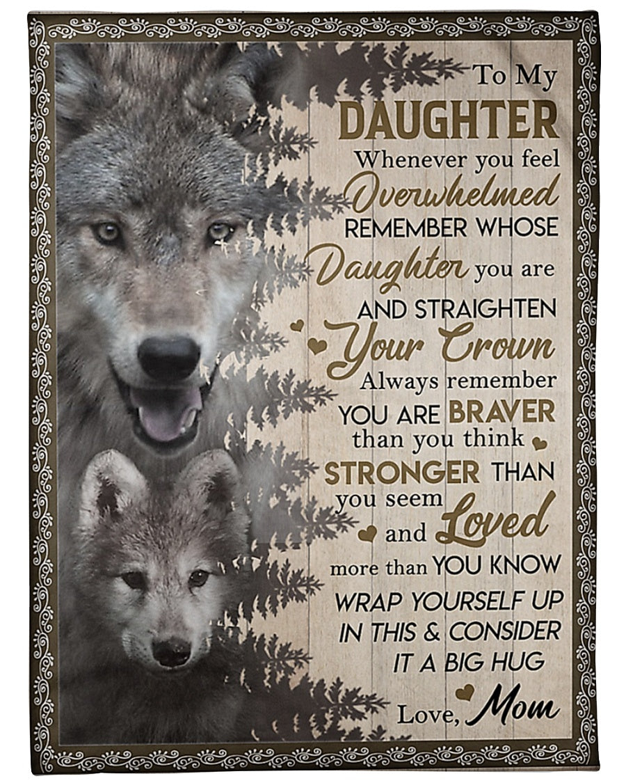 Wolf Big Hug Mom To Daughter Flannel Blanket For Cozy Bedroom Sofa Decor
