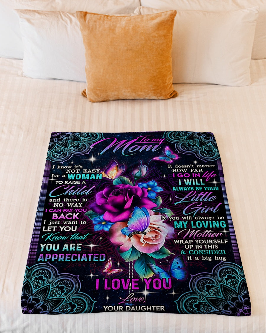 Rose You Will Always Be My Loving Mother Big Hug Flannel Blanket For Cozy Bedroom Sofa Decor