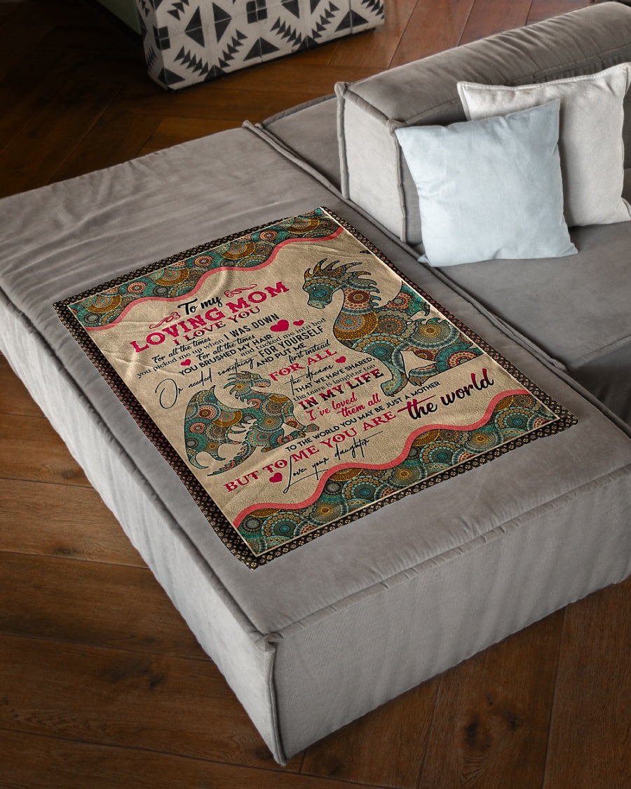 Hippie To My Mom Dragon In My Life Flannel Blanket For Cozy Bedroom Sofa Decor