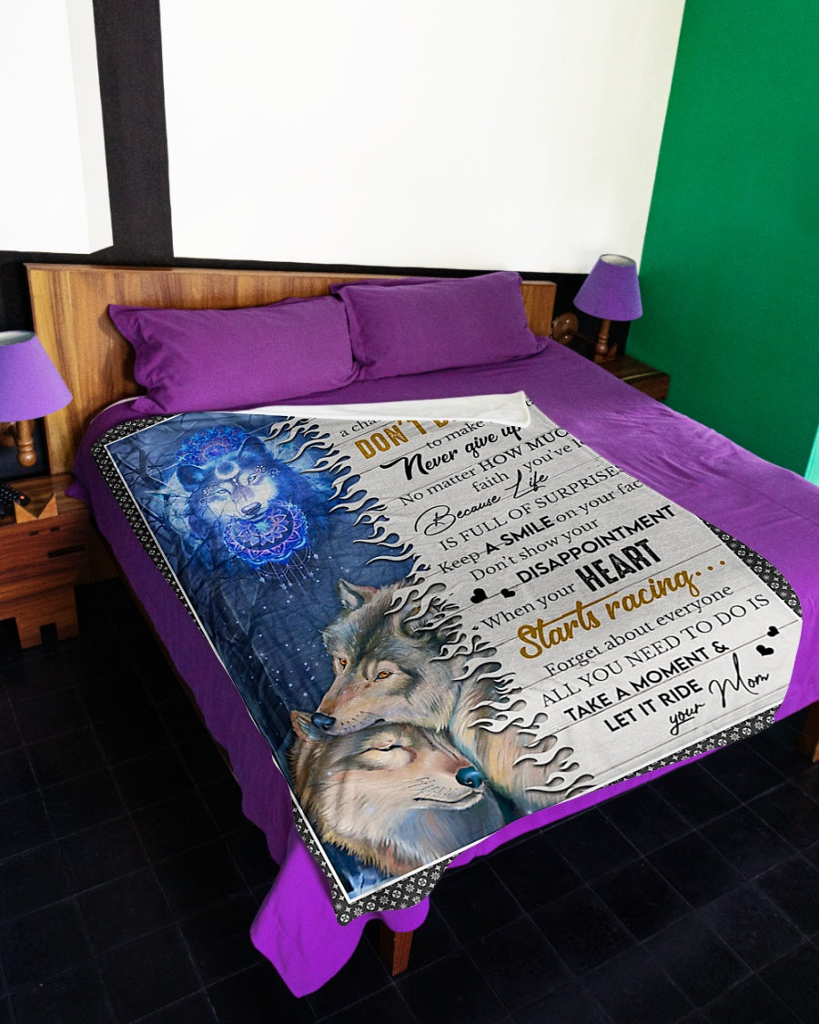 Wolf When Life Gives A Chance Take It Mom To Daughter Flannel Blanket For Cozy Bedroom Sofa Decor