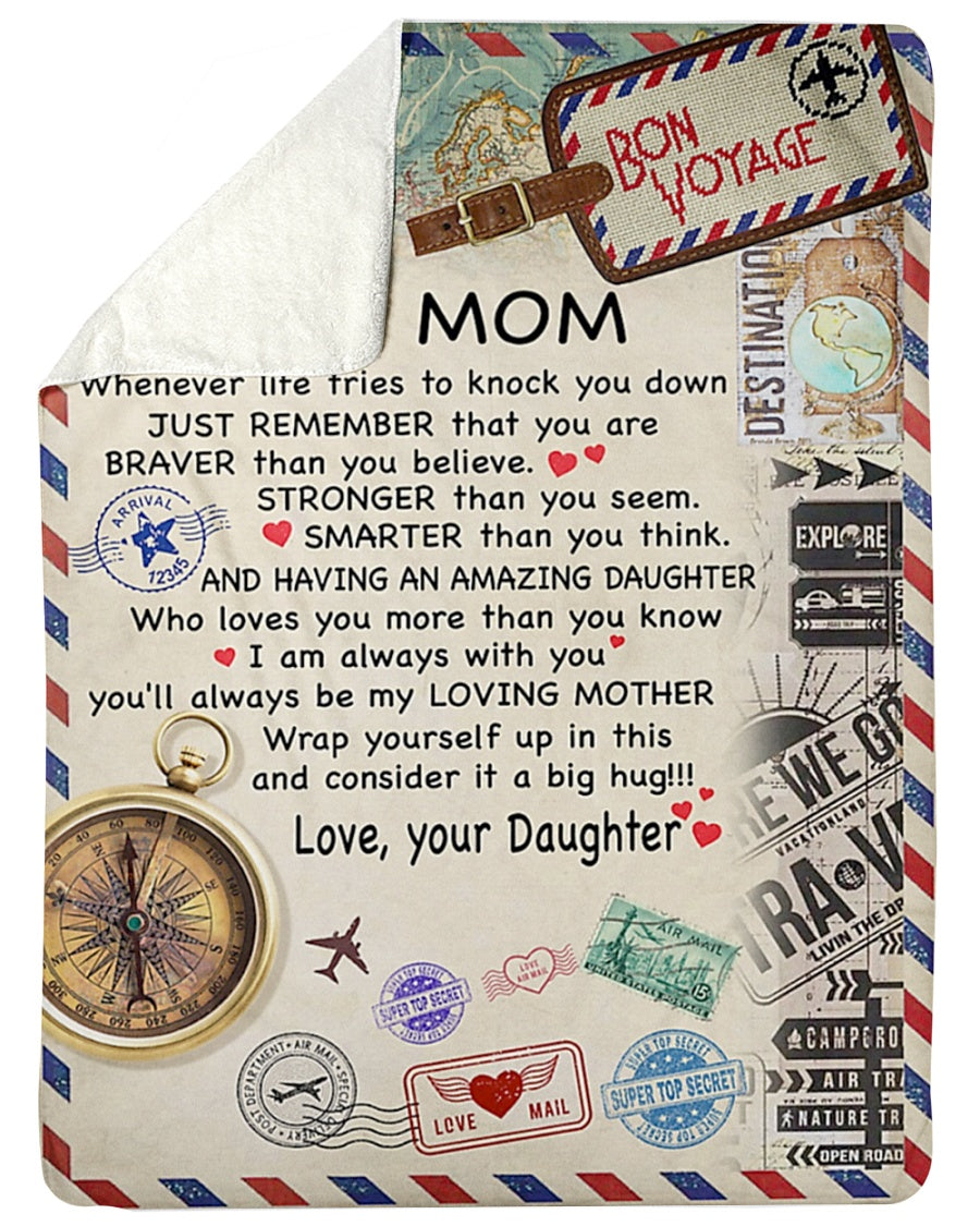 Letter You Will Always Be My Loving Mother Flannel Blanket For Cozy Bedroom Sofa Decor
